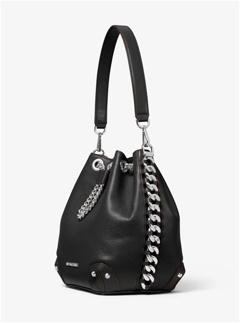 michael kors alanis small bucket bag black|MICHAEL Michael Kors Alanis Pebble Leather Bucket Bag .